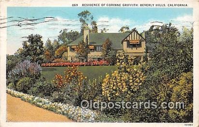 Residence of Corinne Griffith Beverly Hills, CA, USA 1930 postal marking on f...