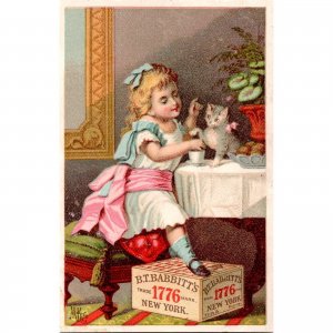 B.T. BABBITT'S Soap 1776 New York - Little Girl and Kitty - Victorian Trade Card