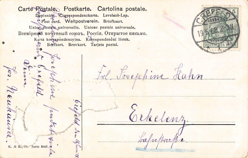 A112 Artist Card 1908 Two Kittens Playing Green Basket Bow signed postcard