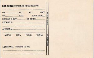 Short Wave Radio Listener Card Truk Islands Eastern Caroline Islands Micronesia