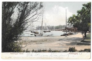 Patchogue River, Long Island, New York Undivided Back, Unmailed Postcard, Boats