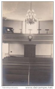 RP: Interior View of Church Sanctuary w/ Pews, Chandelier & Organ Pre-1907 - ...