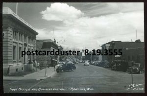 h5200- RAWLINS Wyoming 1940s Post Office & Business District Real Photo Postcard