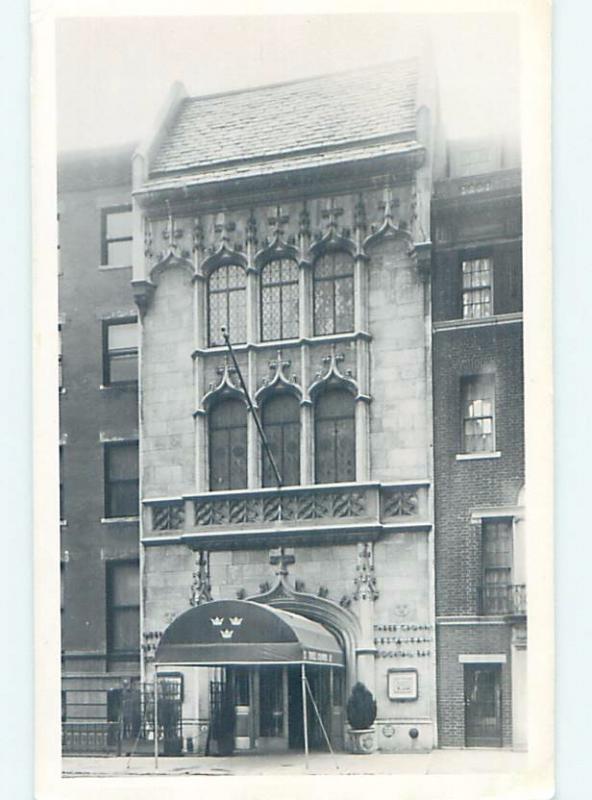 old blank back rppc postcard THREE CROWNS RESTAURANT AND COCKTAIL BAR HM0508