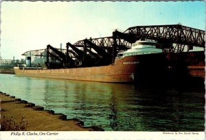 IN Indiana ORE SHIP PHILIP R CLARKE~US Steel Corp GARY WORKS HARBOR 4X6 Postcard