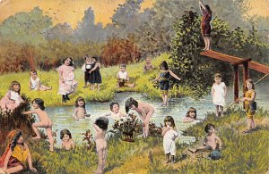 Children Playing in the Water Multiple Birth 1906 