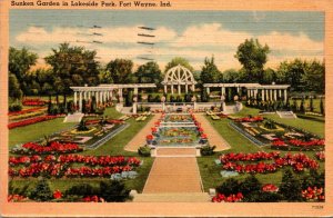Indiana Fort Wayne Lakeside Park Sunken Garden 1950
