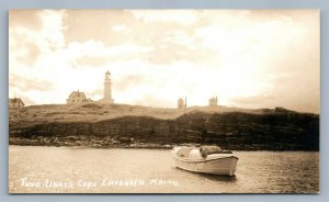 CAPE ELIZABETH ME TWO LIGHTS VINTAGE REAL PHOTO POSTCARD RPPC