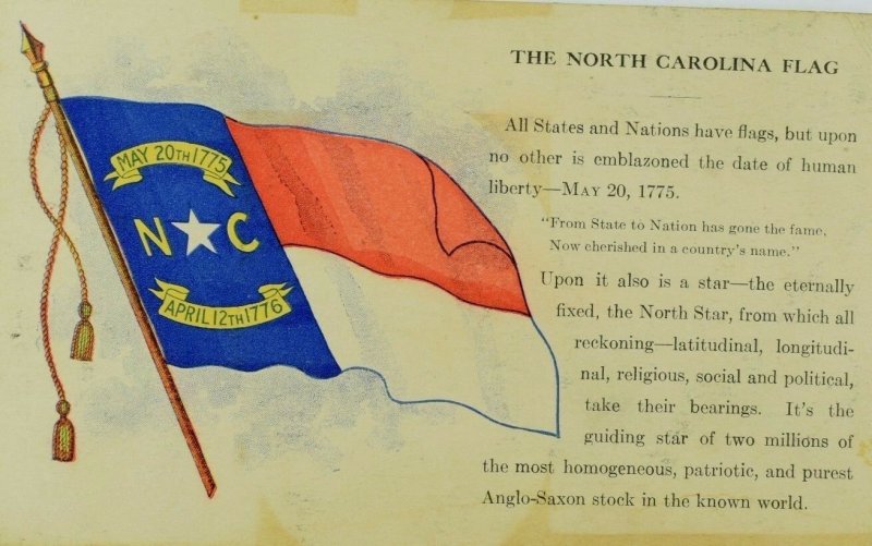 Enniss Decorating & Flag Co. North Carolina Flag State Poem On Back &T