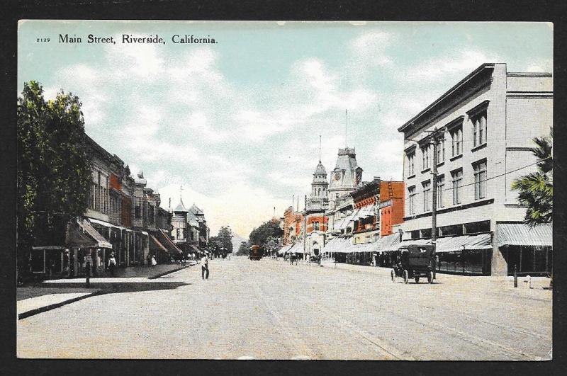 Main Street Riverside CA Unused c1910s