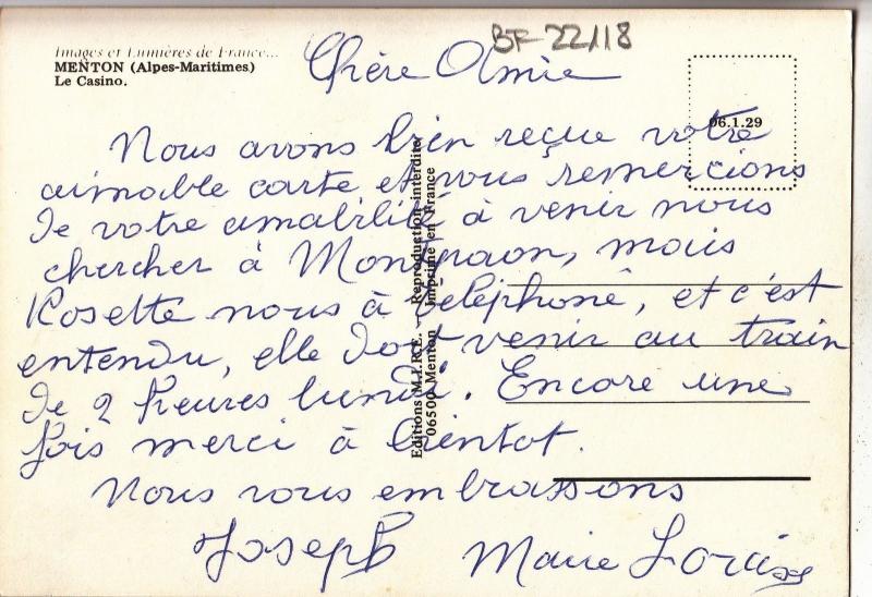 BF22118 menton le casino  france  front/back image