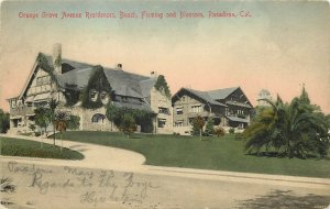 1907 Postcard Orange Grove Ave Residences, Busch, Fleming & Blossom, Pasadena CA