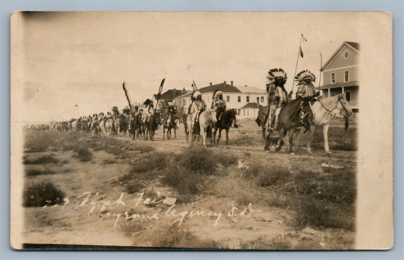 CHEYENNE AMERICAN INDIANS SOUTH DAKOTA ANTIQUE REAL PHOTO POSTCARD RPPC