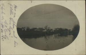 Homes on River North Leeds ME Cancel 1905 Real Photo Postcard