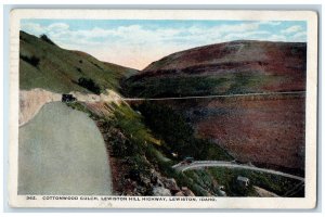 Lewiston Idaho ID Postcard Cottonwood Gulch Lewiston Hill Highway 1924 Vintage