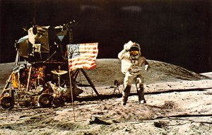 Astronaut John Young salutes US flag Space Unused 