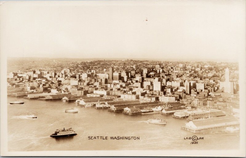 Seattle WA Birdseye c1935 Laidlaw Unused Real Photo Postcard F11