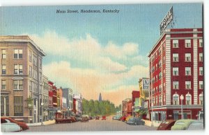 Main Street, Henderson, Kentucky - Hotel Soaper - 1943 Teich Linen Postcard