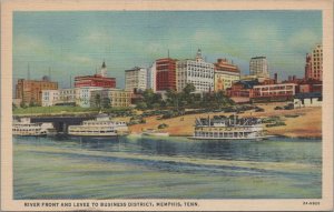 Postcard River Front and Levee Business District Memphis TN