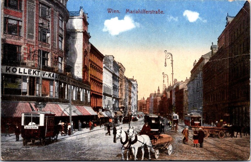 Austria Wien Mariahilferstrasse Vienna Vintage Postcard 09.61