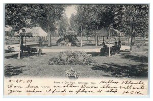 CHEYENNE, WY Wyoming ~ Scene in CITY PARK  1907 Laramie County Postcard