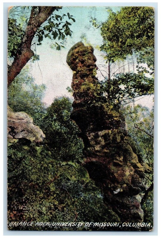 1910 Balance Rock University Missouri Columbia Forest Cliff Vintage MO Postcard