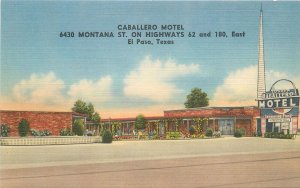 Postcard 1940s Texas El Paso Caballero Motel roadside occupation linen 23-12245