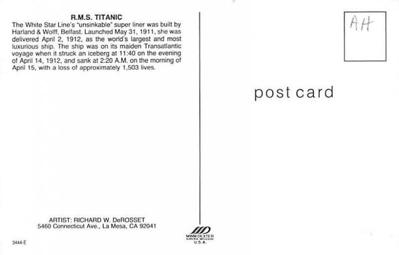 Titanic Modern Card White Star Line Titanic Ship 