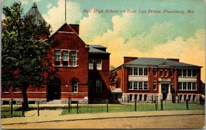 Bell High School on East Loo Street in Frostburg MD Postcard vintage PC