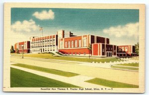 1930s UTICA NEW YORK NY NEW THOMAS R. PROCTOR HIGH SCHOOL LINEN POSTCARD P2576