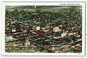 c1940's Aerial View Of Residences And Buildings Hutchinson Kansas KS Postcard