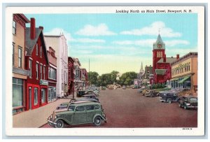 c1940's Looking North On Main Street Classic Cars Newport New Hampshire Postcard