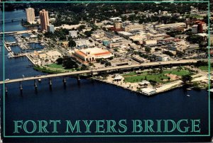 Florida Fort Myers Downtown Bridge Aerial View