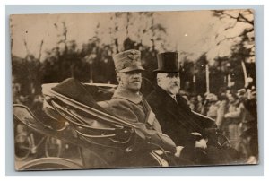 Vintage 1910's RPPC Postcard WW1 King of Italy & The President of France Parade