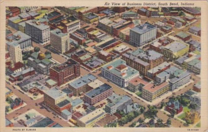 Indiana South Bend Aerial View Of Business District Curteich