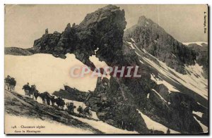 Old Postcard Militaria Alpine hunters in the mountains