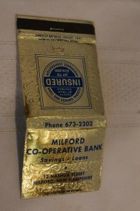 Milford Co-operative Bank New Hampshire 30 Strike Matchbook Cover