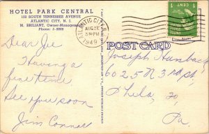 Linen Postcard Hotel Park Central in Atlantic City, New Jersey~139271