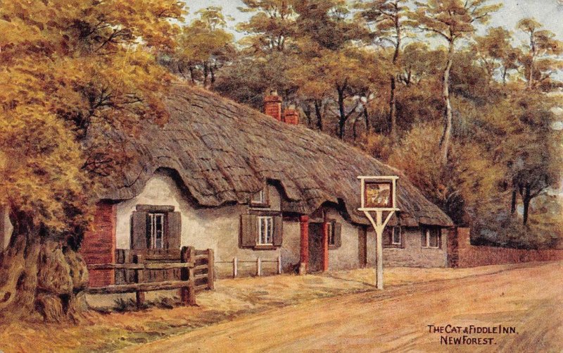 The Cat & Fiddle Inn, New Forest, UK Quinton Art c1910s Vintage Postcard