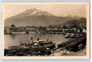 C. 1920 Luzern Quai Und Pilatus RPPC Postcard F144E