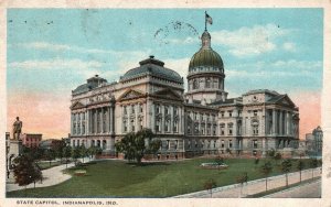 Vintage Postcard 1927 State Capitol Historical Building Landmark Indianapolis IN