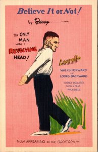 Laurello Revolving Head Odditorium Freak Ripley's NY World's Fair 1940 Postcard