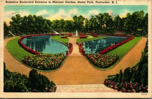 Armistice Boulevard Entrance Marconi Garden Pawtucket RI Linen Postcard A4