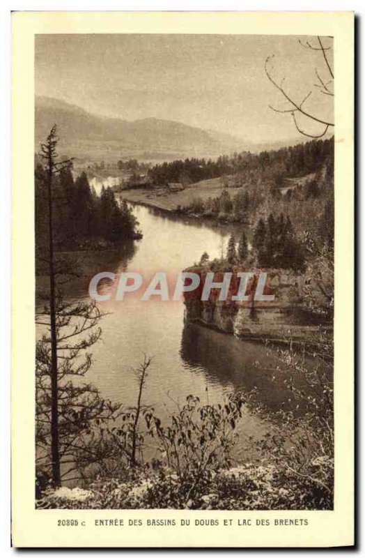Old Postcard Entree Des Basins of Doubs and Lac des Brenets