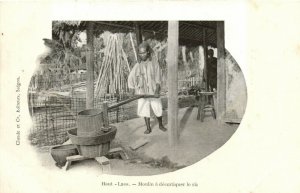 PC CPA LAOS INDOCHINA HAUT LAOS MOULIN Á DÉCORTIQUER (b23427)