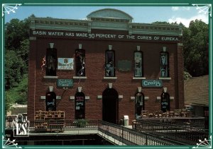 CONTINENTAL SIZE POSTCARD BASIN SPRING BATH HOUSE EUREKA SPRINGS ARKANSAS