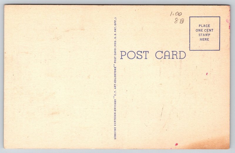 Corpus Christi Texas~Breakwater Walk~Fishing Scene~Dock~1940s Linen Postcard