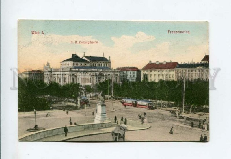 3156027 AUSTRIA WIEN Franzensring TRAMS Vintage tinted postcard