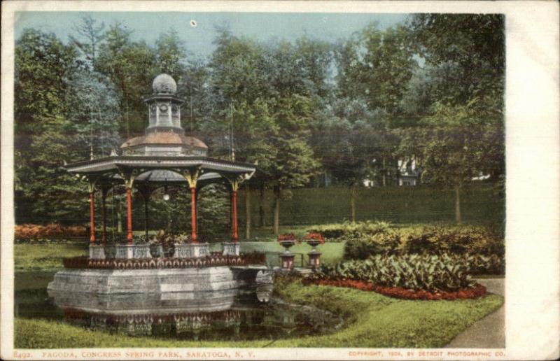 Saratoga NY Congress Spring Park Pagoda c1905 Detroit Publishing Postcard