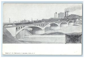c1910 Sketched Broadway Bridge, Fulton New York NY Antique Unposted Postcard